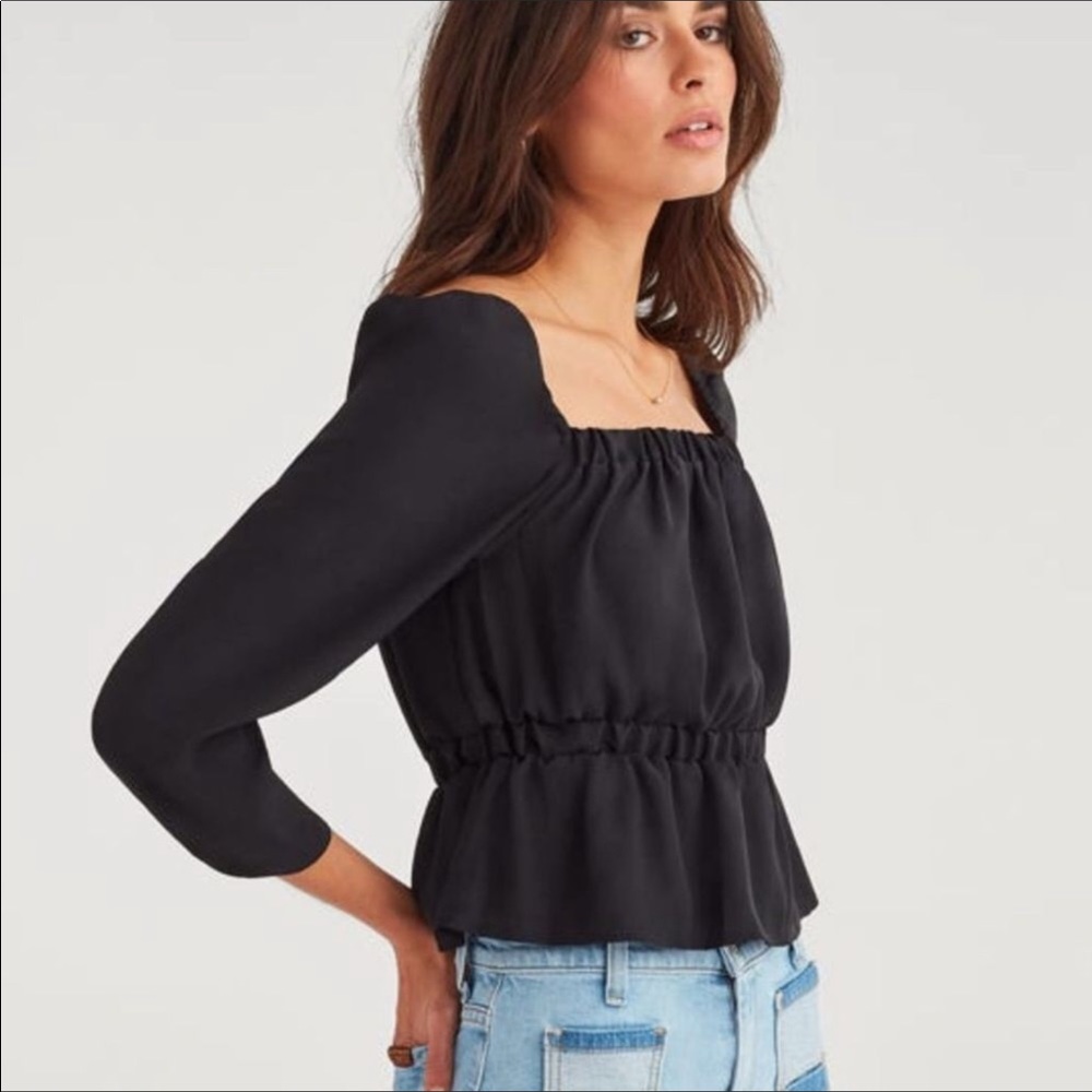 NWT 7 for all mankind Peplum Denim Top- Size S